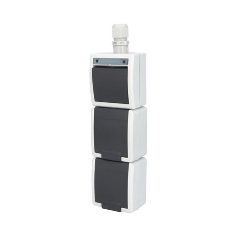 ATLAS 2K IP65 Přepínač č.6+zásuvka 2x 2P+PE, 2-násobná svisle s ochr. kolíkem, šedý 1