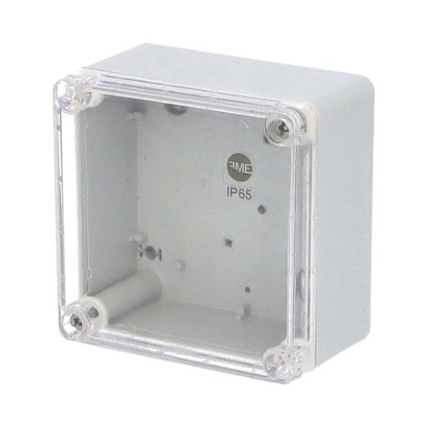 Krabice SolidBOX 68011 IP65, 105x105x66mm, průhledné víko, hladké boky