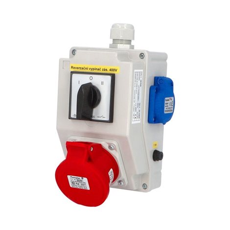 Zás. krabice se spínačem I-0-II sb320 IP44 1x400V/16A/5, 2x230V/16A