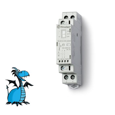 223202304340 Stykač inst., 2Z/25 A, 230 V AC/DC, AgSnO2, přep.