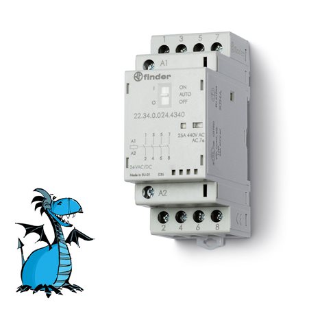 223400244340 Stykač inst., 4Z/25 A, 24 V AC/DC, AgSnO2, přep.