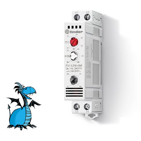 7T5102304360 Hygro-termostat, 1Z/10A, 230V AC, 10..60C/40..90%