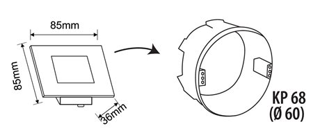 GXLL452 DECENTLY bílá(KU68) schodišťové svít.LED 1,7W, 160lm, WW-NW-CW, IP54, hranaté 4