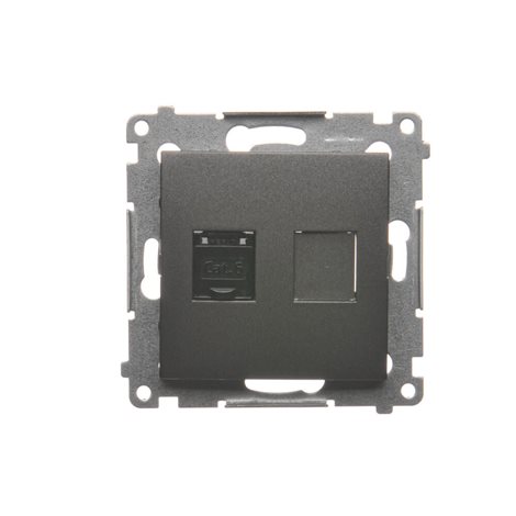 D61.01/48 Jednonásobná počítačová zásuvka RJ45 kat. 6, s protiprachovou clonou, (strojek s 3