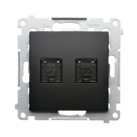 D62.01/49 Zásuvka počítačová RJ45 dvojnonásobná  kat. 6, s protiprachovou clonou, (strojek 5