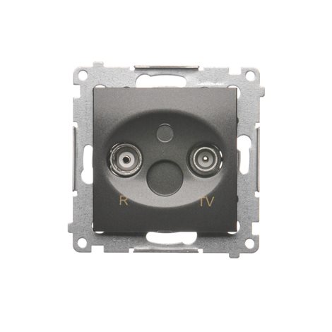 DAK.01/48 Zásuvka anténní R-TV koncová samostatná (strojek s krytem) útlum 1dB, antracit mat, metali 4