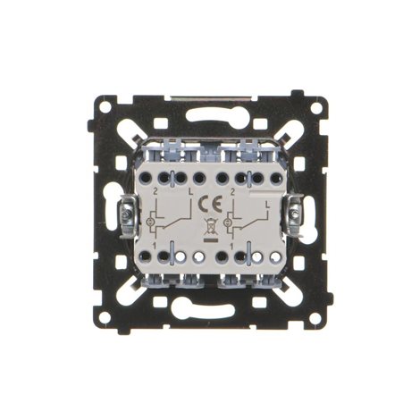 SW6/2L2MR Přepínač střídavý 2 násobný (přístroj), s LED podsvětlením, řazení 6So+6So, 10A/230V~ 2