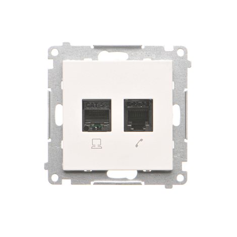 T5F.01/111 Zásuvka datová RJ45 kat. 5e + telefonní RJ12 (přístroj s krytem) 6