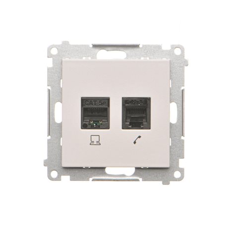 T5F.01/114 Zásuvka datová RJ45 kat. 5e + telefonní RJ12 (přístroj s krytem) 4