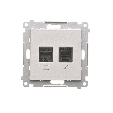 T5F.01/143 Zásuvka datová RJ45 kat. 5e + telefonní RJ12 (přístroj s krytem) 5