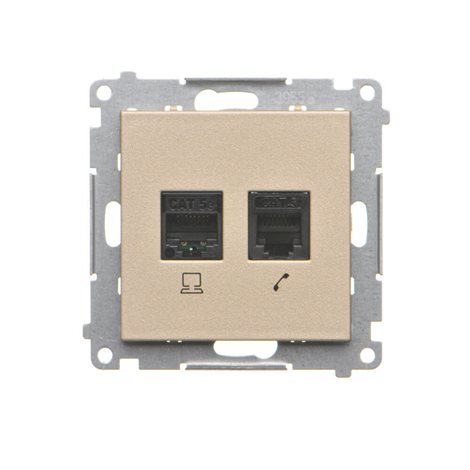 T5F.01/144 Zásuvka datová RJ45 kat. 5e + telefonní RJ12 (přístroj s krytem) 6