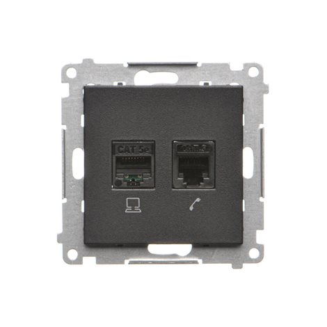 T5F.01/149 Zásuvka datová RJ45 kat. 5e + telefonní RJ12 (přístroj s krytem) 5