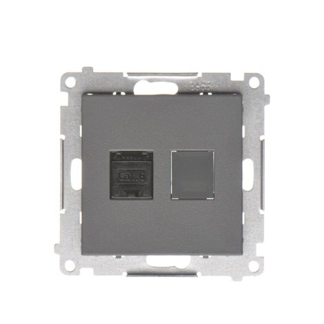T61.01/116 Zásuvka datová 1 násobná RJ45 6. kat. s protiprachovou clonkou (přístroj s krytem) grafit 6