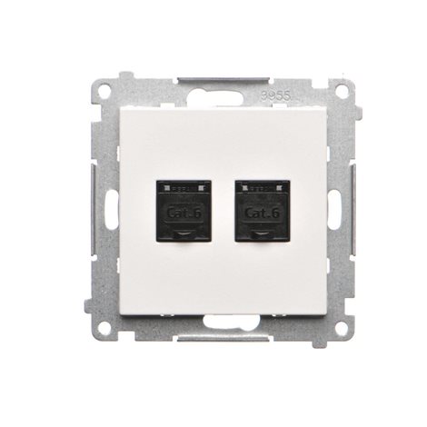 T62.01/111 Zásuvka datová 2 násobná RJ45 kat. 6 s protiprachovou clonkou (přístroj s krytem) 2