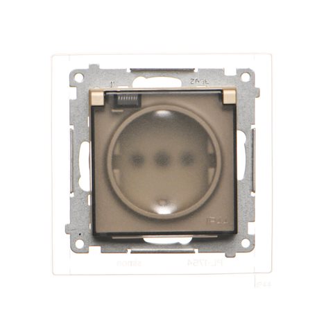TGSZ1BCZ.01/144A Zásuvka silová 1 násobná typ F (přístroj s krytem), IP44 16A / 250V champagne matná 2