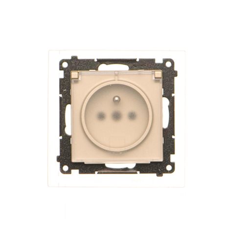 TGZ1BCZ.01/144A Zásuvka silová 1 násobná typ E, IP44 s uzemněním, víčko průhledné 16A/230V champagne 3
