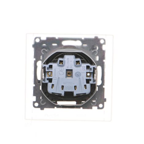 TGZ1BCZ.01/149A Zásuvka silová 1 násobná typ E, IP44 s uzemněním, víčko průhledné 16A/230V černá mat 1
