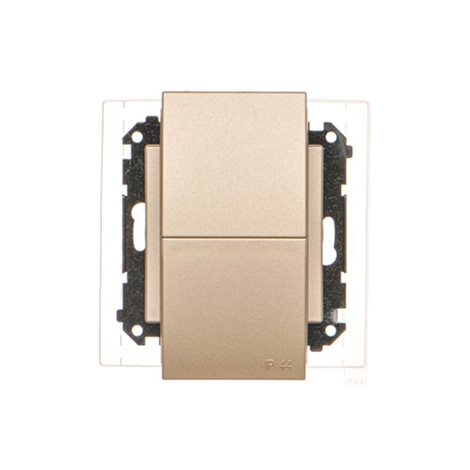 TGZ2BMCZ.01/144 Zásuvka silová 2P+T 2 násobná, IP44, se clonkami, 16A/250V~ champagne matná 4