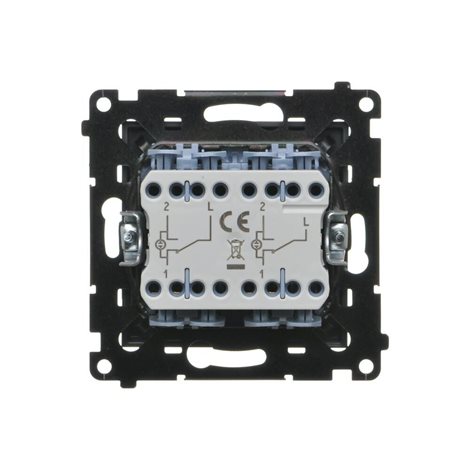 TW6/2L2.01/116 Přepínač střídavý 2 násobný, s LED podsvětlením, řazení 6So+6So, 10 A / 230 V~ 3