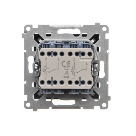 TW6/2L2.01/149 Přepínač střídavý 2 násobný, s LED podsvětlením, řazení 6So+6So, 10 A / 230 V~ 3