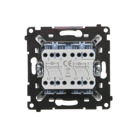 TW7/2L2.01/X/111 Přepínač křížový 2 násobný, bez pikt., s LED podsvětlením, řazení 7So+7So, 10A/230V 4