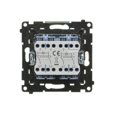 TW7/2L2.01/X/116 Přepínač křížový 2 násobný, bez pikt., s LED podsvětlením, řazení 7So+7So, 10A/230V 3