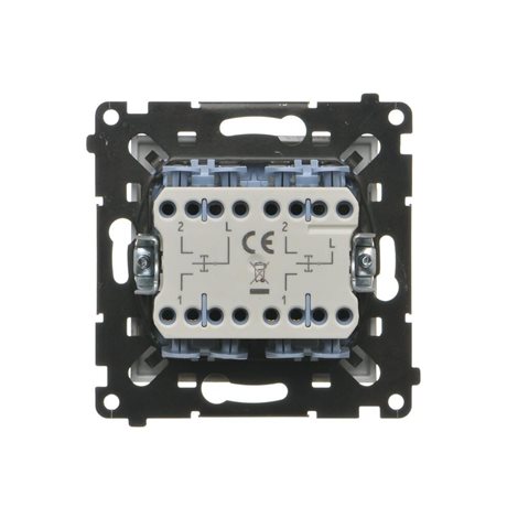 TZP2.01/144 Ovladač žaluziový třípolohový 2 násobný - tlačítko, řazení 1/0-0-1/0, 10 A / 230 V~ 5