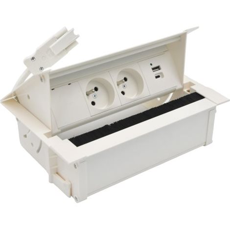 48730E20B000000-33 Mediaport Cover 2 zásuvky+USB nabíječka (typ A+typ C), 10cm kabel bez zástrčky