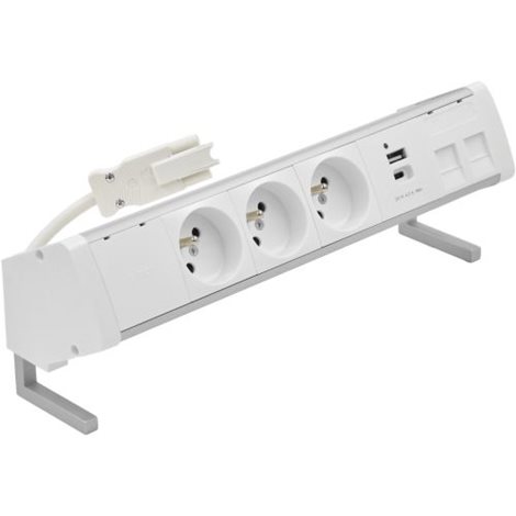 48410E30BK00000-30 Zásuvk. blok na desku stolu 3 zásuvky+USB nabíječka(typ A+C)+kryt pro 2 kon. RJ45