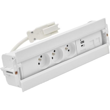 48610E30BK00000-33 Mediaport Spinner 3 zásuvky+USB nabíječka (typ A+typ C)+kryt pro 2 konektory RJ45