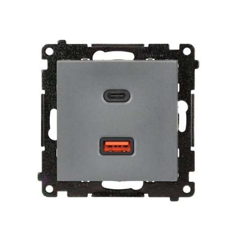 TEC2CAQ.01/116 Nabíječka USB 2 násobná (přístroj s krytem), 1x USB typ C + 1x USB typ A, 30 W 1