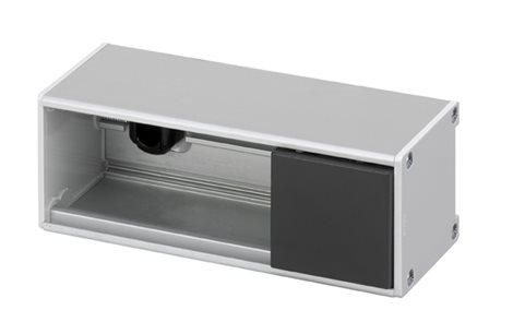 KFC232/14 Základna Al Ofiblok Line pro 2 moduly K45, se 4 průchodkami ve dně, šedá grafit. záslepka