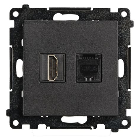 TGH21RJ45.01/149 Zásuvka HDMI (v2.1) + datová RJ45 kat. 6 (přístroj s krytem)