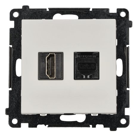 TGH21RJ45.01/111 Zásuvka HDMI (v2.1) + datová RJ45 kat. 6 (přístroj s krytem)