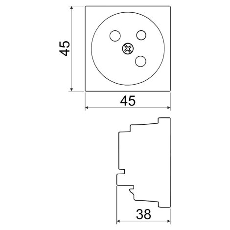 QP 45X45_FB ZÁSUVKA QUADRO 45X45 ČERNÁ/OCHRANNÝ KOLÍK 2
