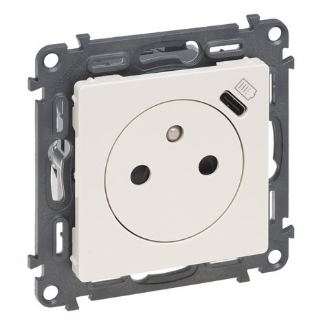 753236 VALL ZÁSUVKA 2P+T/USB-C BÉŽ.