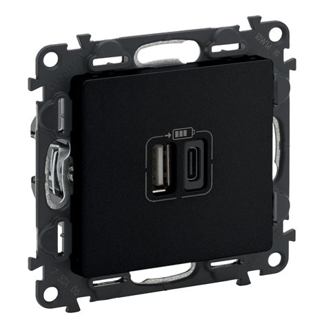 756306 VALL DVOJ.NABÍJ. USB A+C ČERNÁ 1