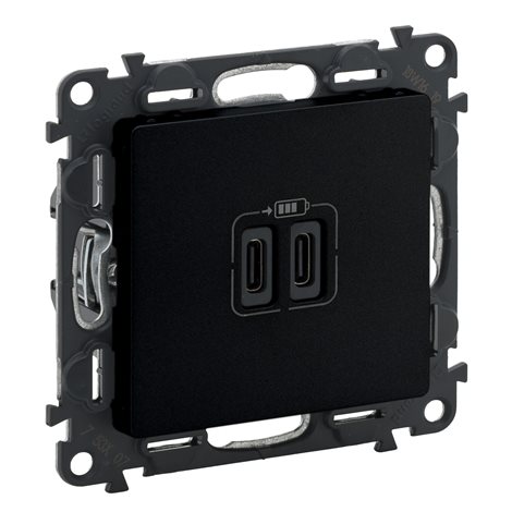 756307 VALL DVOJ.NABÍJ.USB C+C ČERNÁ