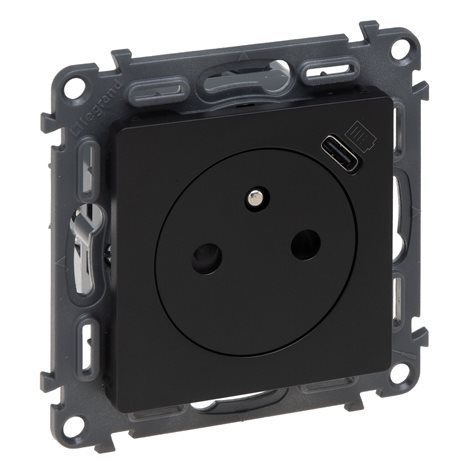 756336 VALL ZÁSUVKA 2P+T/USB C ČERNÁ