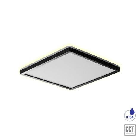 CORDIA stropní svítidlo LED 12W 1080lm 3000K-6000K 22,5cm, IP54 čtvercové, černé