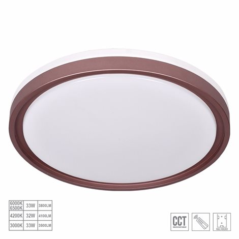 FLOREN stropní svítidlo LED 33W 3500-4100lm 3000-6500K CCT 41,5cm kulaté IP20, hnědé + ovladač 1