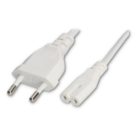 ML-110.060.62.0 Napájecí kabel 230V 2 x 0,5 mm2 s plochou EU vidlicí a 2-pól AC konekt., bílý, 1,2 m 1