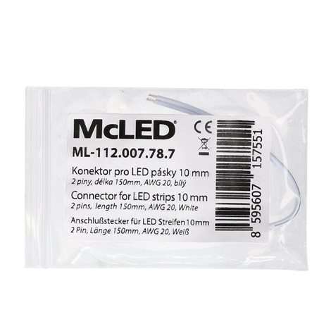 ML-112.007.78.7 Připojovací konektor jednobarevných LED pásků šíře 10 mm, 2 piny, délka 150 mm 2