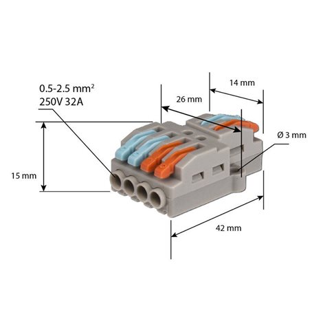 ML-112.219.72.0 Kabelová svorka s páčkou, 2-4, oranžová, modrá 2