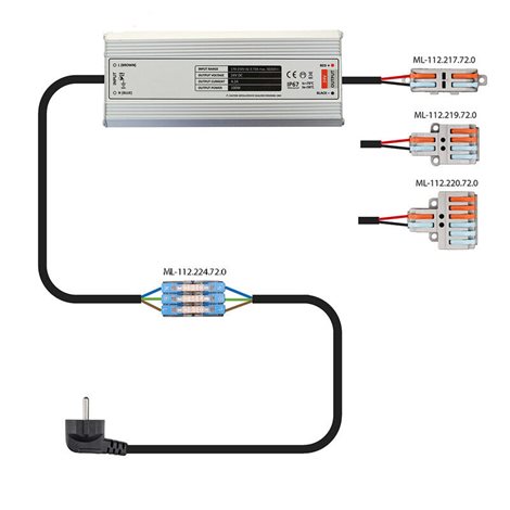 ML-112.224.72.0 Konektor s páčkou, vidlice + zásuvka, IP20, 3-pól, max. 250V/16A,pro průřez 0,5-4mm2 4