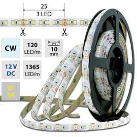 ML-121.360.60.0 LED pásek SMD2835 CW, 120LED/m, 14W/m, 1365lm/m, IP54, DC 12V, 10mm, 5m