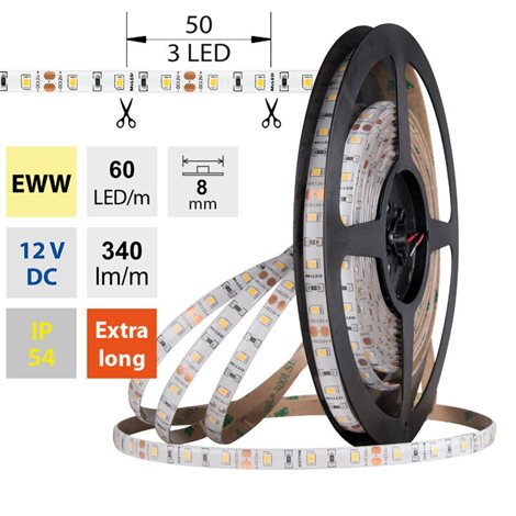 ML-121.846.60.0 LED pásek SMD2835 EWW, 60LED/m, 4,8W/m, DC 12V, 340lm/m, CRI90, IP54, 8mm, 5m 4
