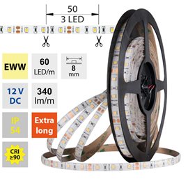 ML-121.846.60.0 LED pásek SMD2835 EWW, 60LED/m, 4,8W/m, DC 12V, 340lm/m, CRI90, IP54, 8mm, 5m