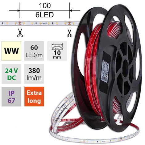 ML-126.003.90.2 LED pásek SMD2835 WW, 60LED/m, 4,8W/m, DC 24V, 380lm/m, CRI90, IP67, 10mm, 50m 1