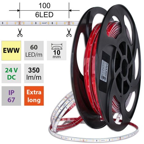 ML-126.004.90.2 LED pásek SMD2835 EWW, 60LED/m, 4,8W/m, DC 24V, 370lm/m, CRI90, IP67, 10mm, 50m 9